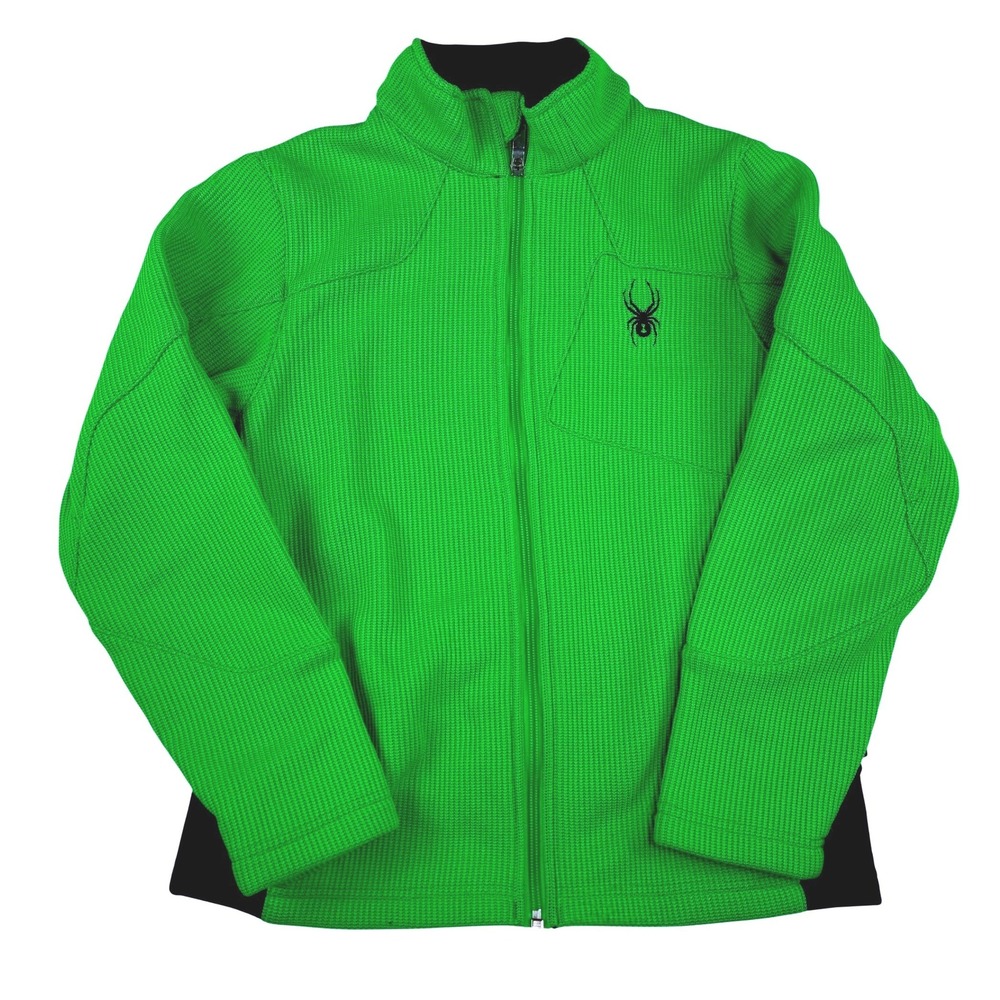 Spyder Girls Youth Ski Jacket Fleece Full Zip Bright Green Spyder Logo Size 14